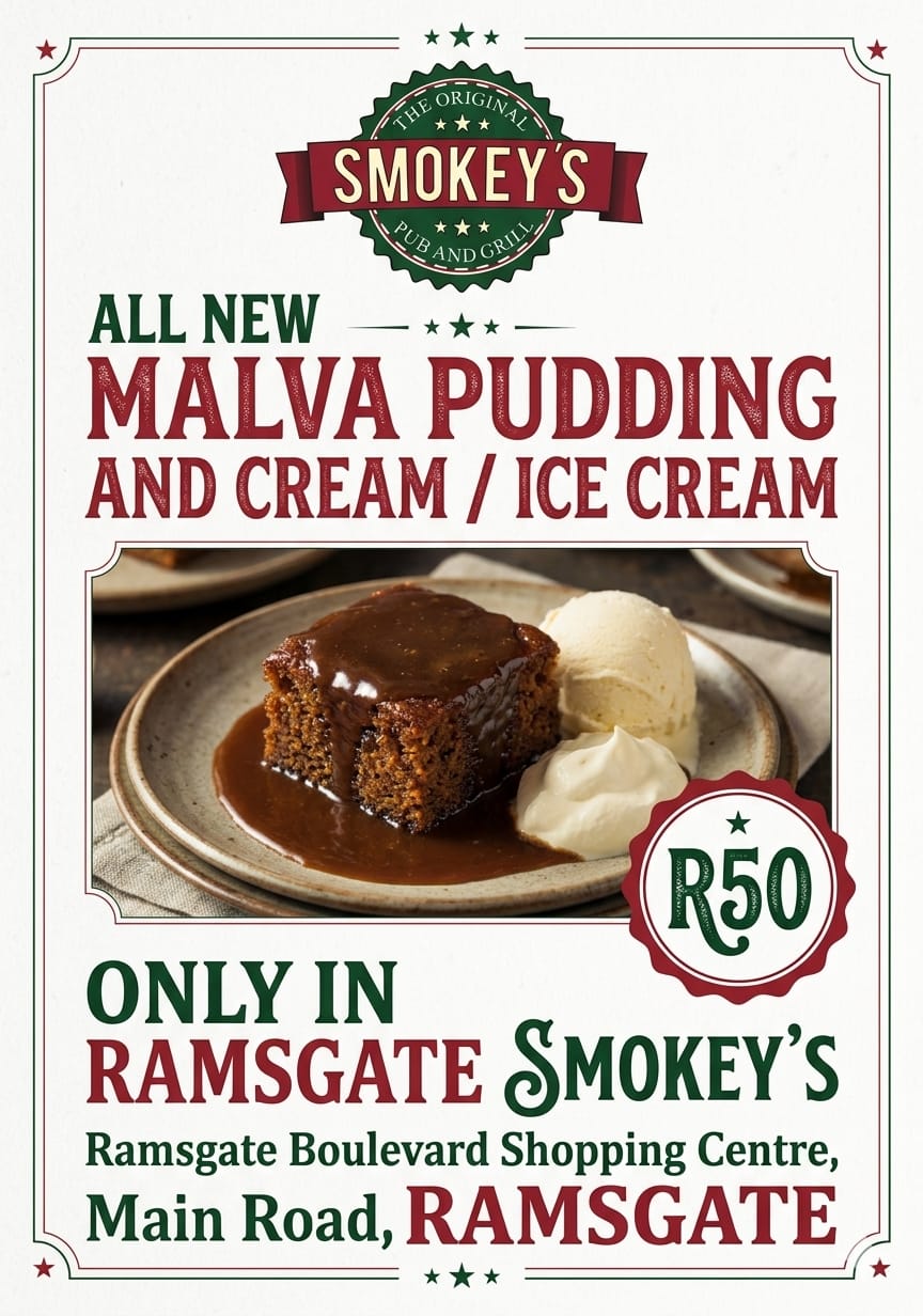 Smokey’s Ramsgate malva pudding
